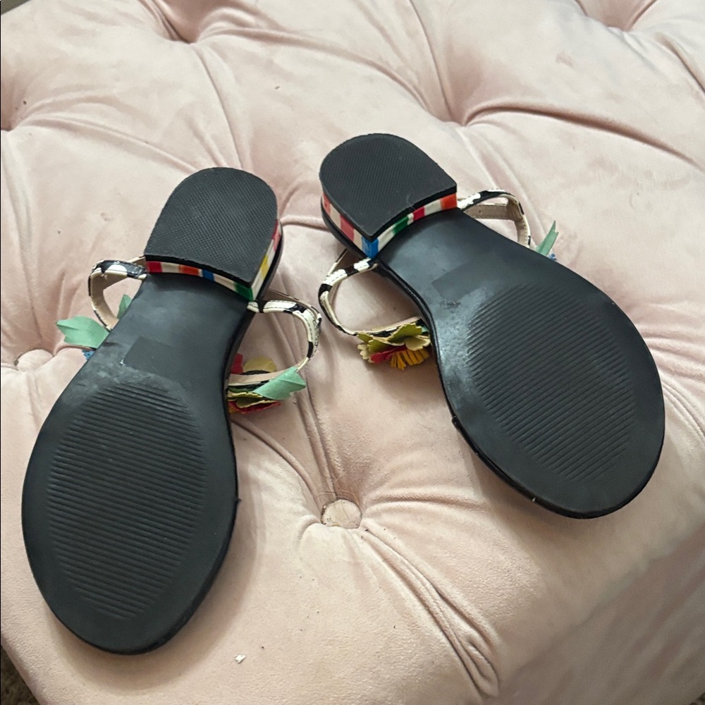 Betsey Johnson Black Sandals with Multicolor Floral Accents - Picture 5 of 6